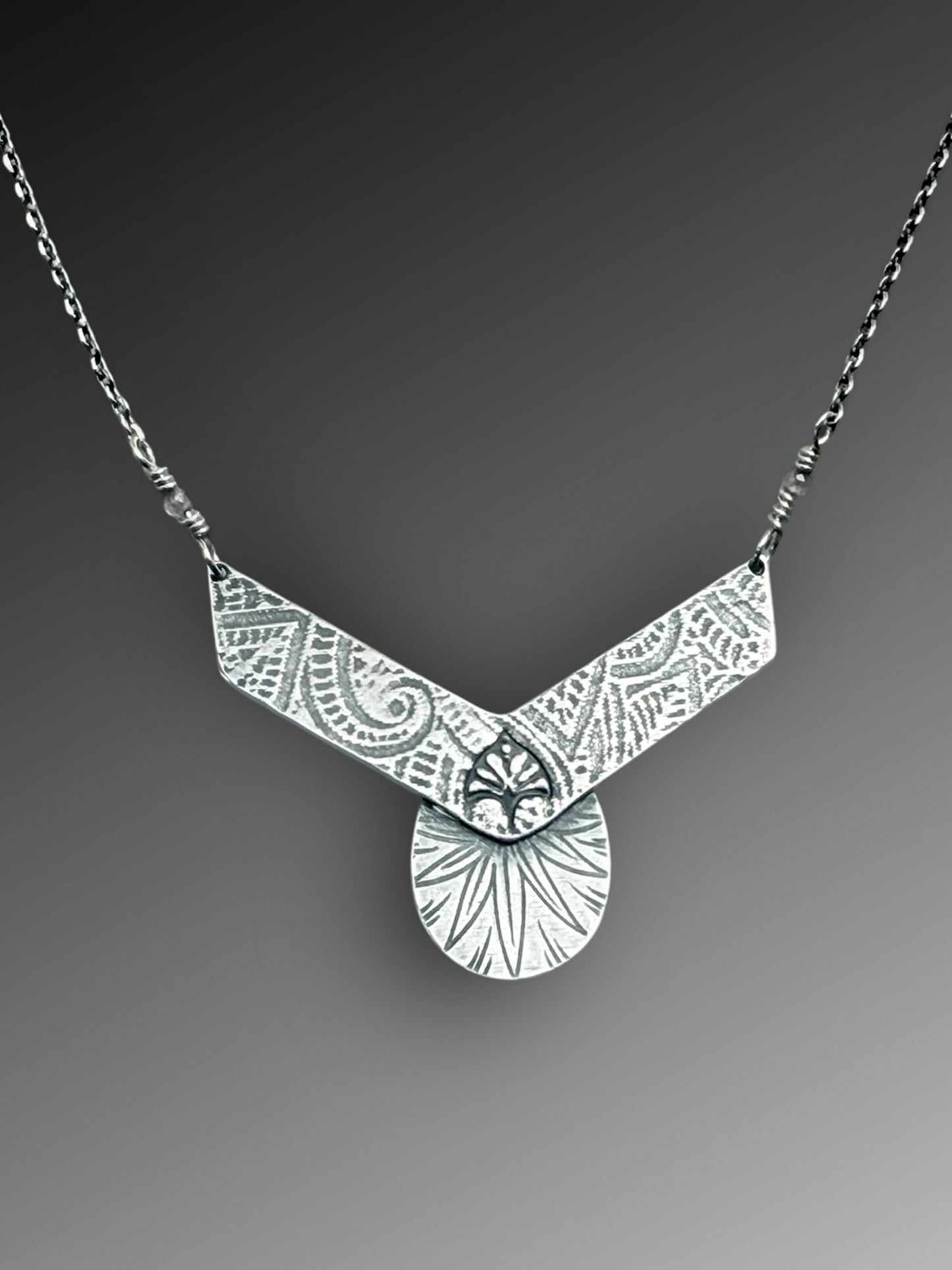 Aquamarine Necklace with Cicada Wing Chevron