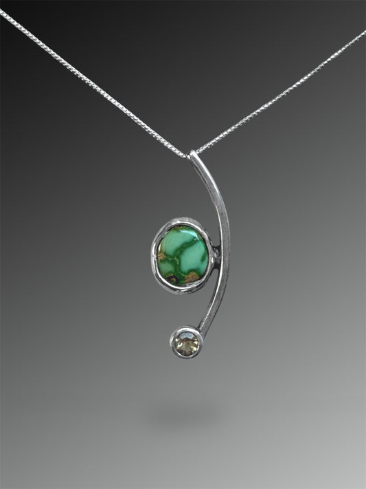 Crescent Curve Necklace with Sonoran Gold Turquoise and Citrine