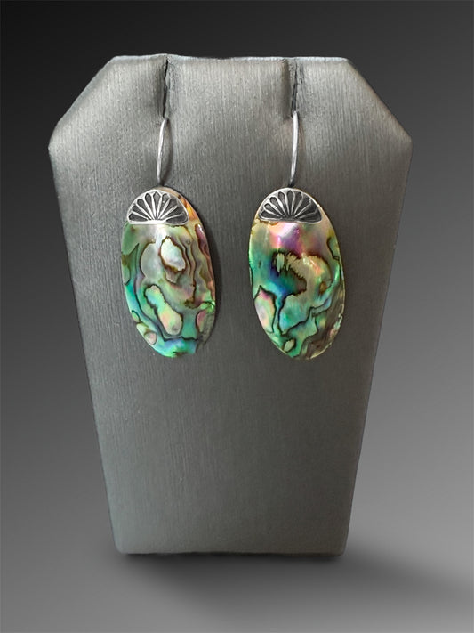 Paua Shell (Abalone) Earrings With Sunburst Ear Hooks