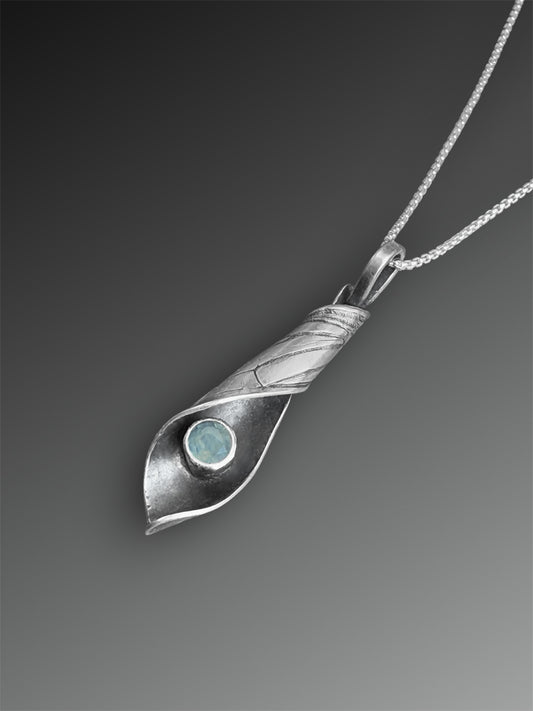 Cicada Wing Necklace with Aquamarine