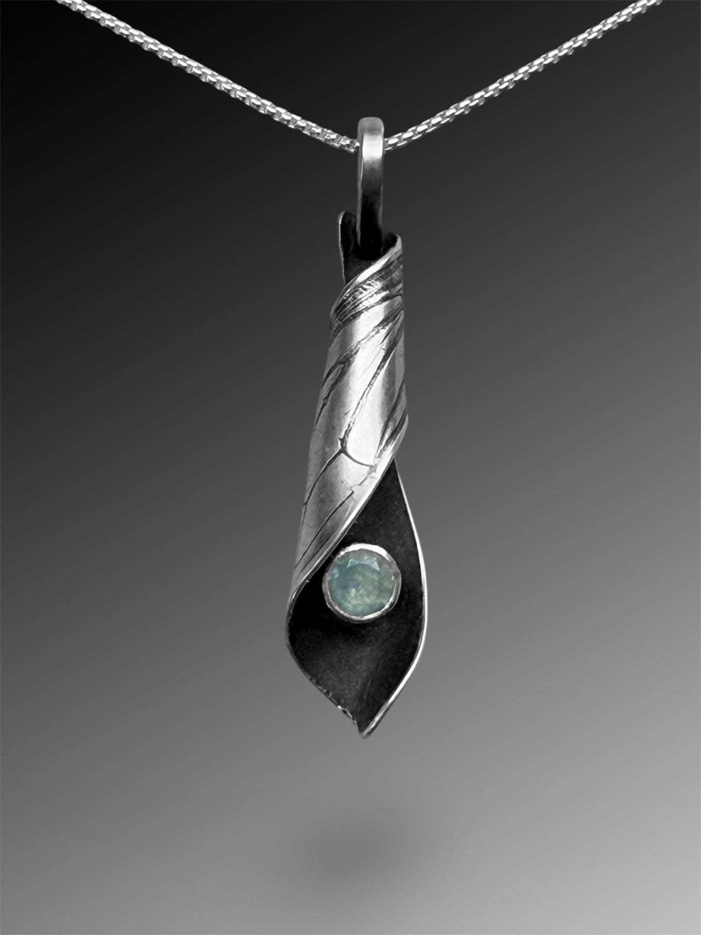 Cicada Wing Necklace with Aquamarine