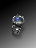 Moonstone Ring with Curved Tapered Band, size 7.75