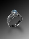 Moonstone Ring with Curved Tapered Band, size 7.75