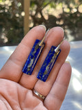 Lapis Lazuli Stone Slice Earrings with Lever Back Ear Hooks