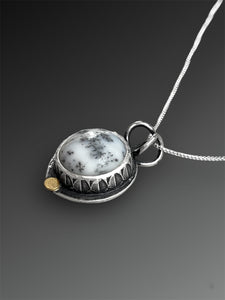 Dendritic Opal Necklace with 18k Gold Dot