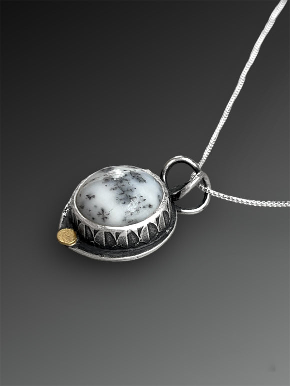 Dendritic Opal Necklace with 18k Gold Dot