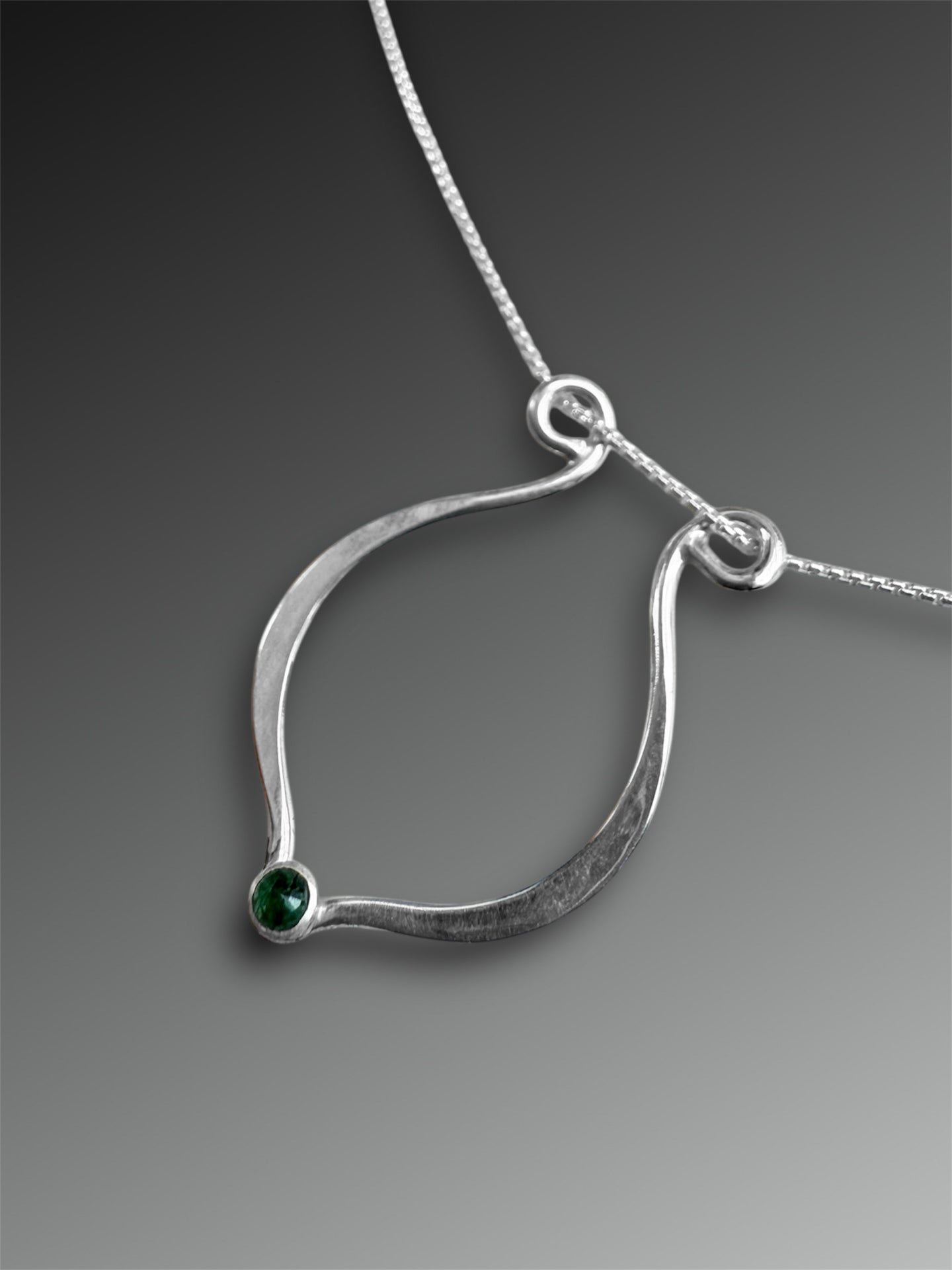 Lyre Ring Holder Necklace with Emerald