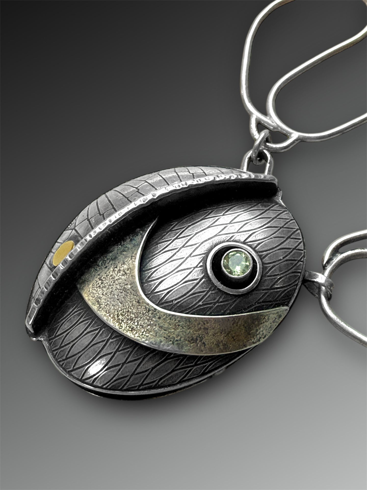 Hollow Form Hidden Compartment Necklace with Handmade Chain and Montana Sapphire Key Clasp