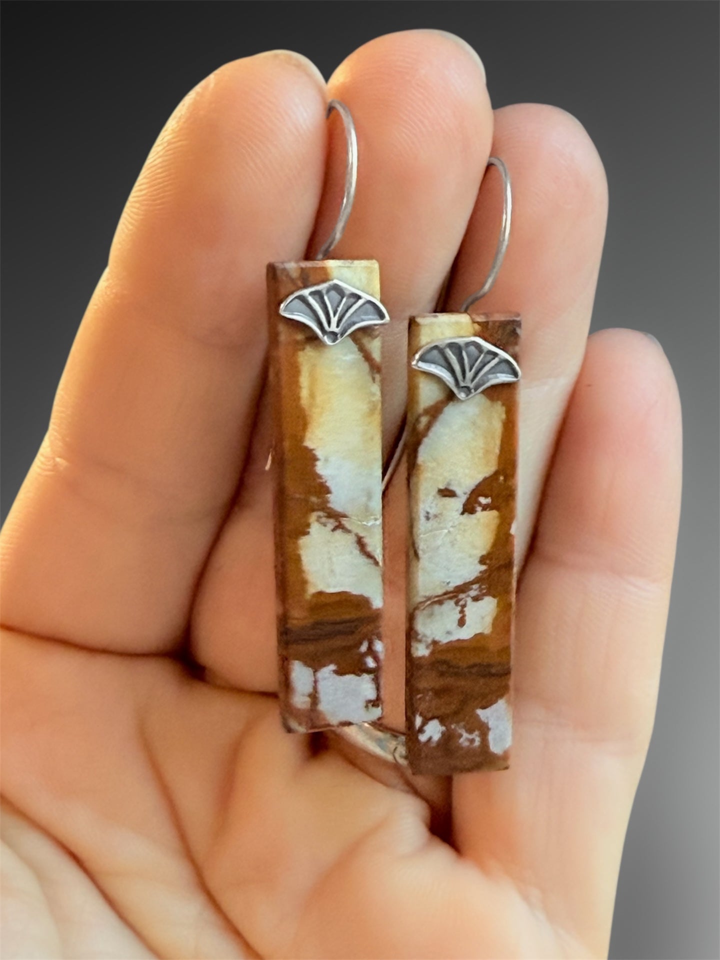 Red Creek Jasper Stone Slice Earrings