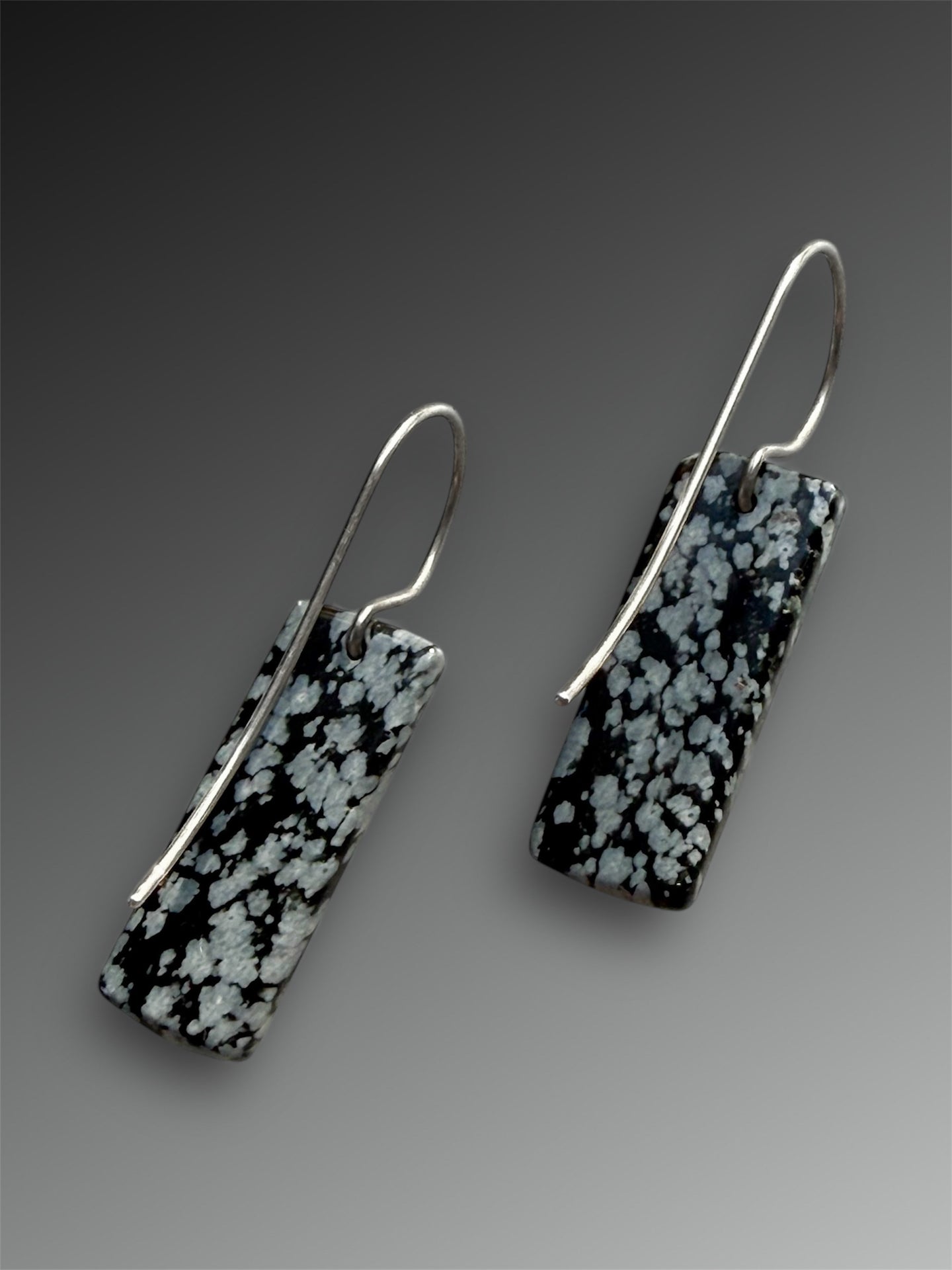 Snowflake Obsidian Stone Slice Earrings