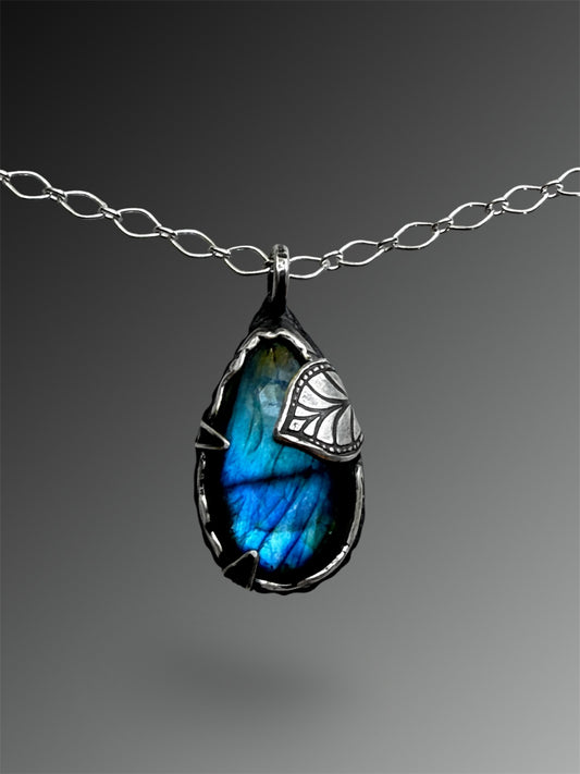 Labradorite Pendant with Stamped Prongs