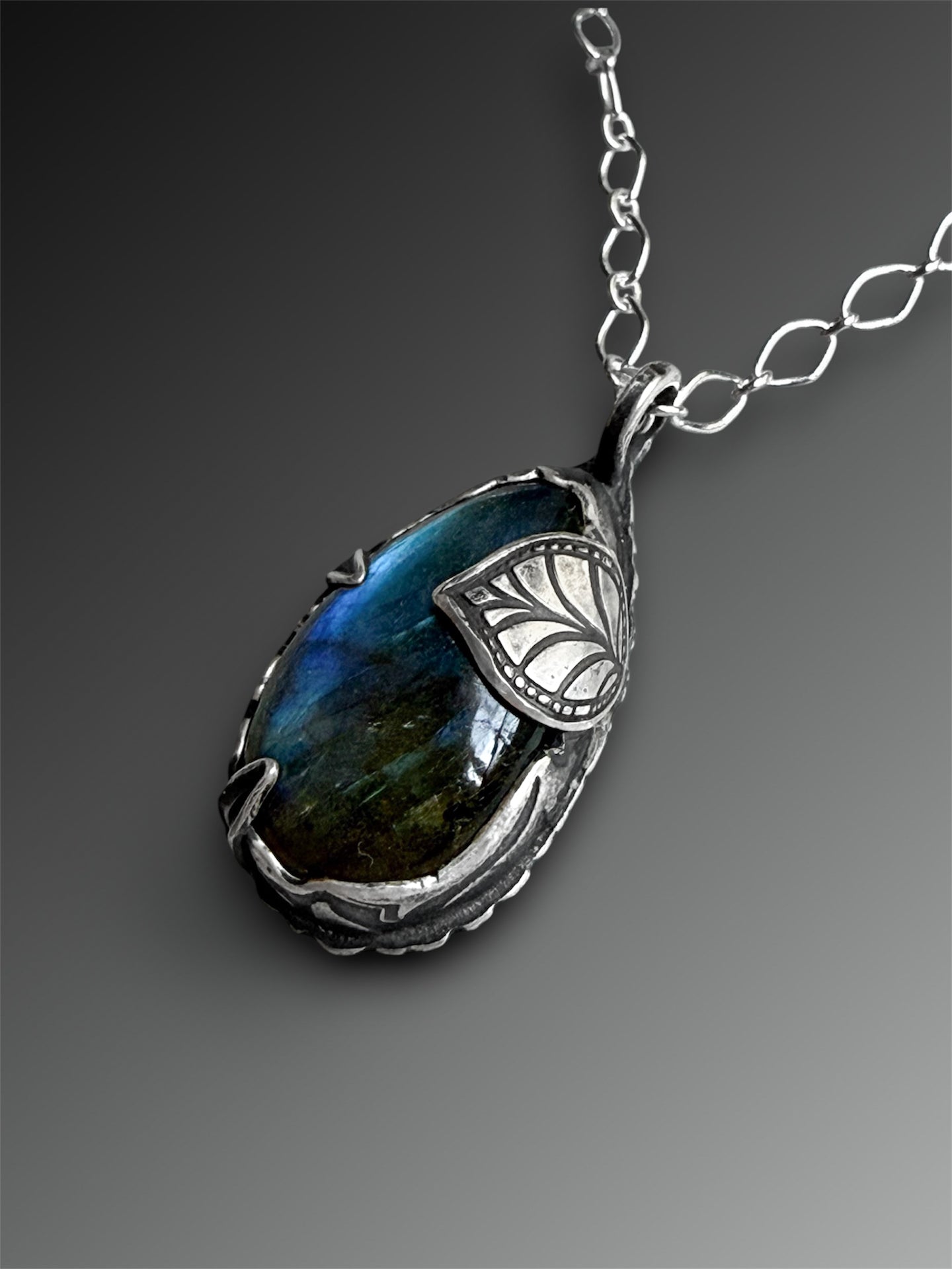 Labradorite Pendant with Stamped Prongs