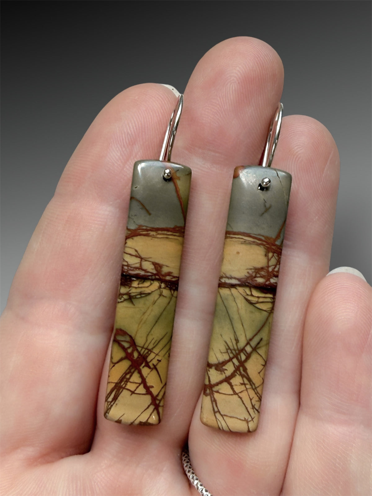 Red Creek Jasper Stone Slice Earrings 2