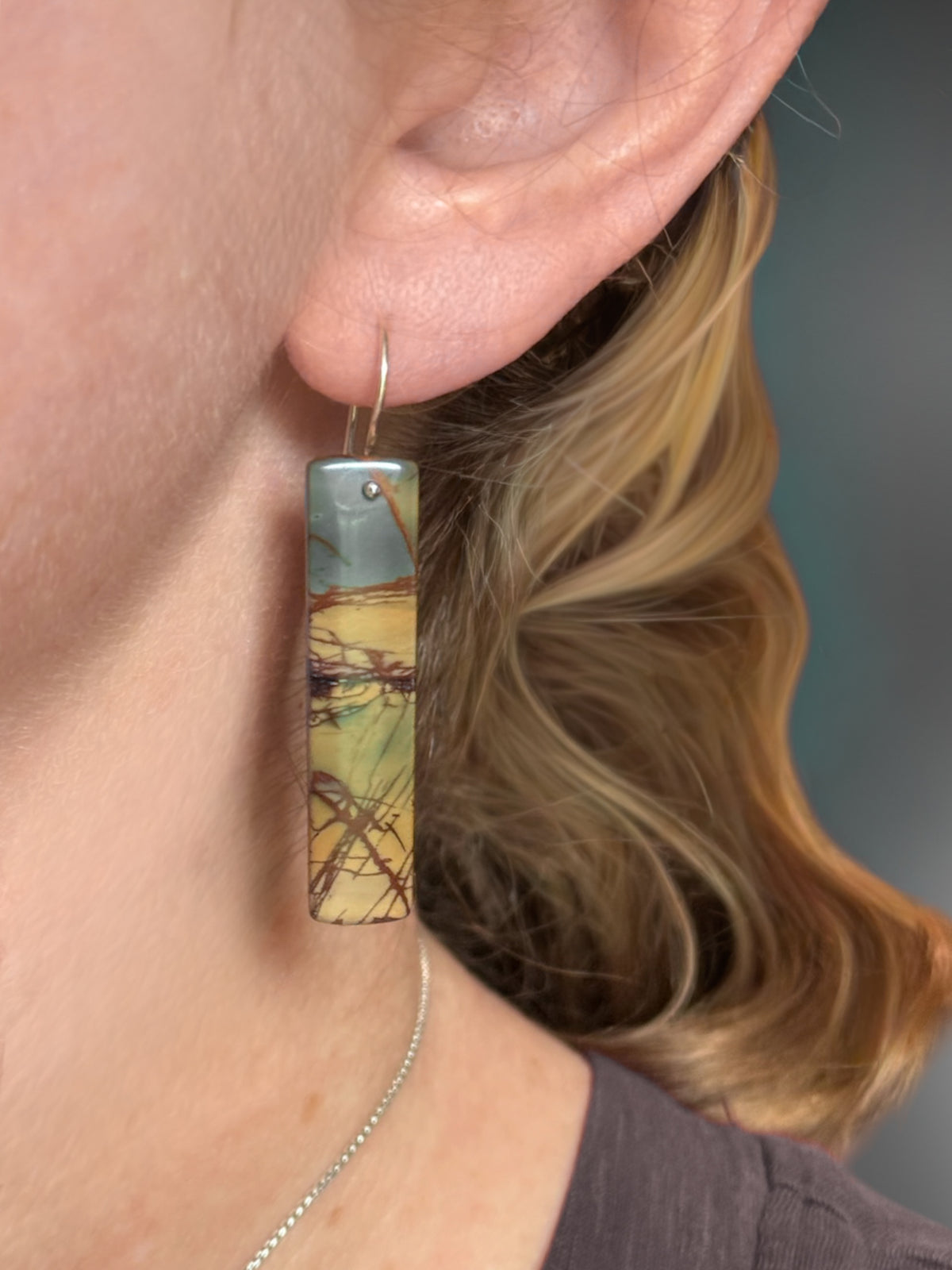 Red Creek Jasper Stone Slice Earrings 2