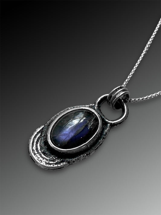 Purple Labradorite Fused Silver Necklace
