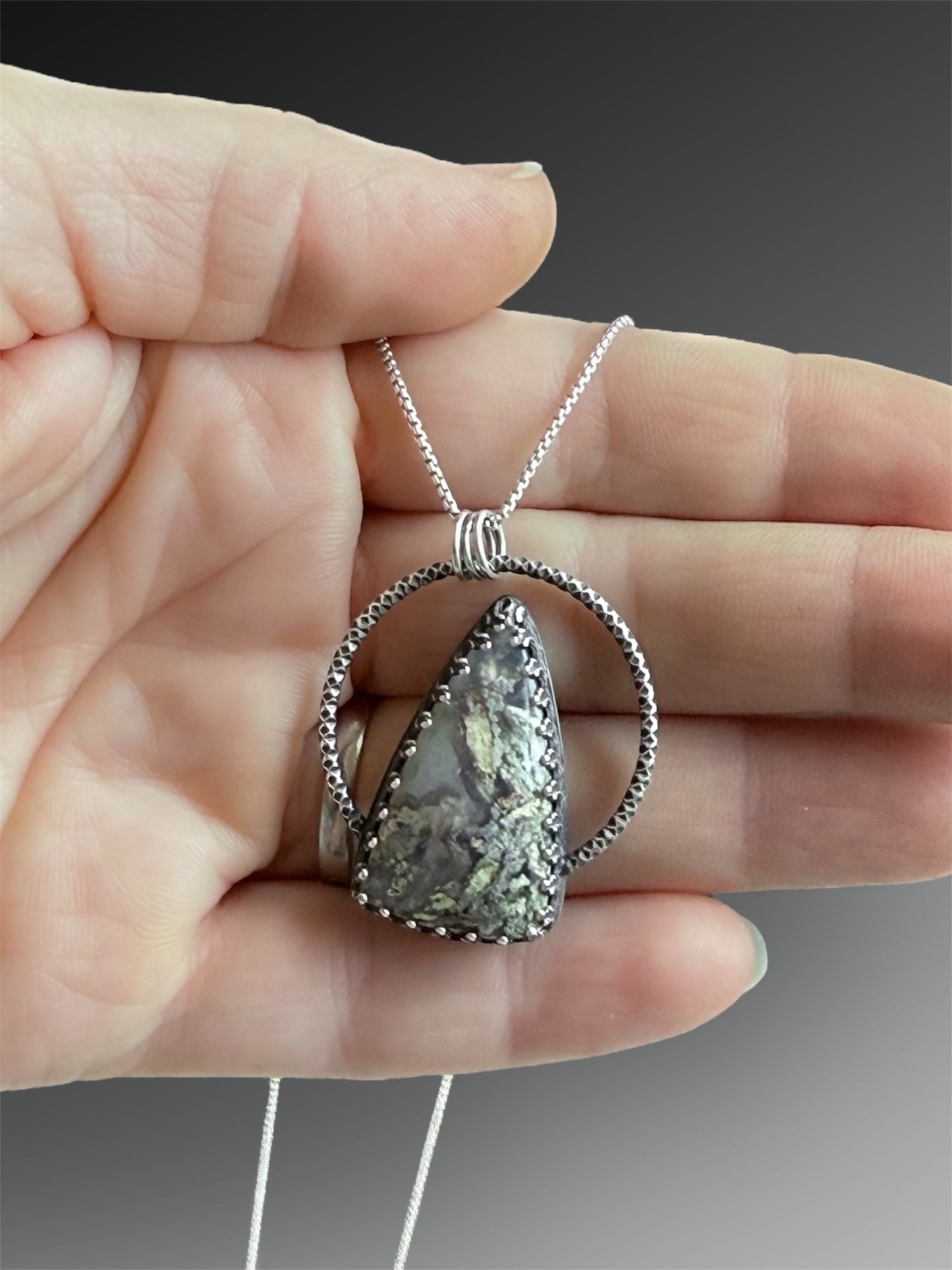 Moss Agate Triangular Necklace