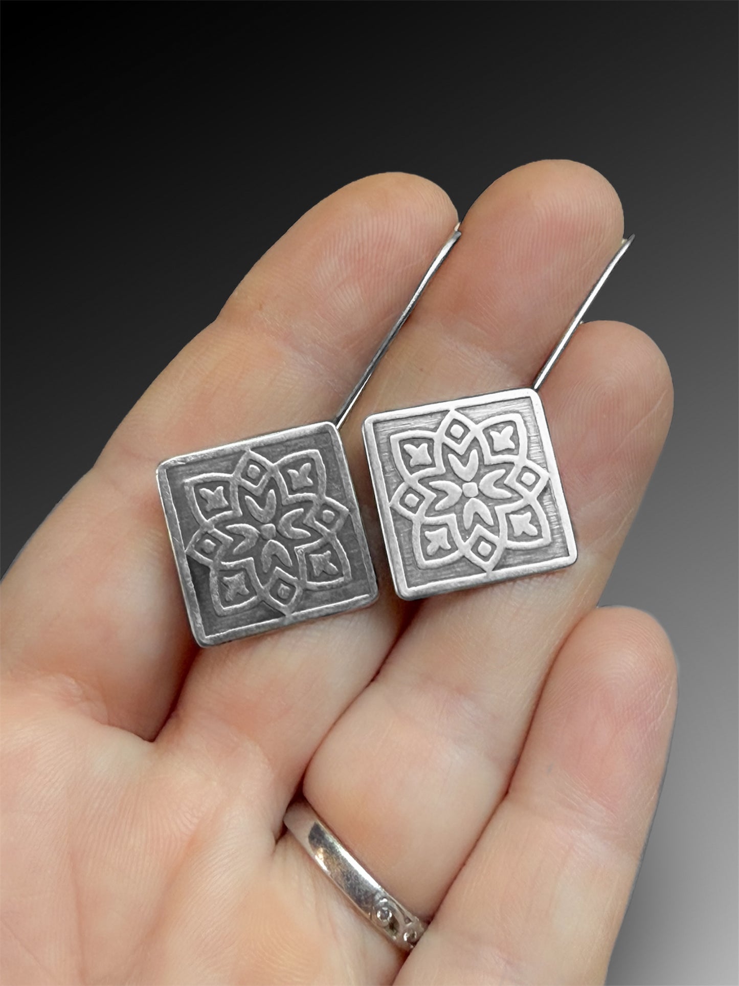 Sterling Silver Tile Earrings I