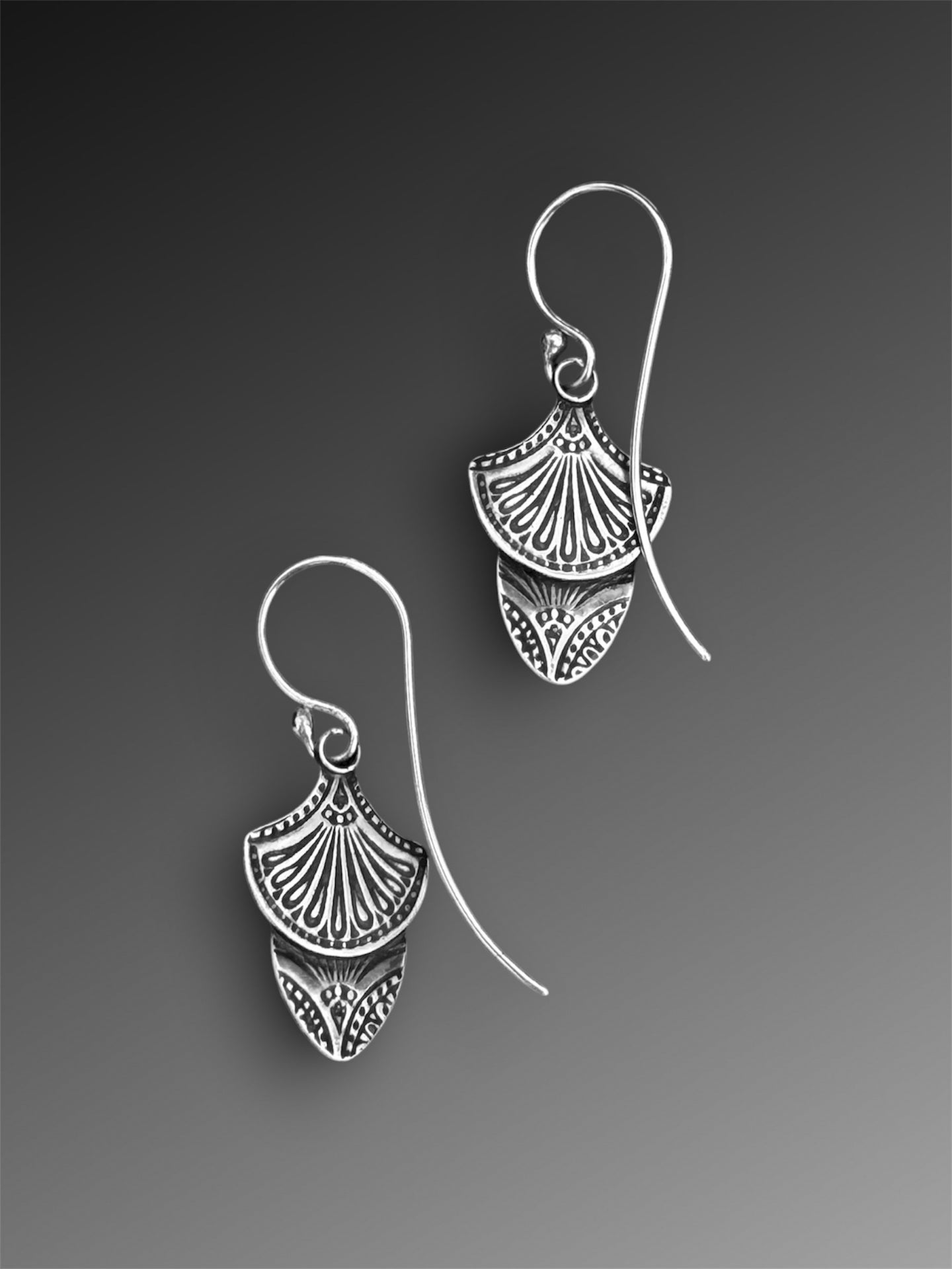 Malachite Art Deco Fan Earrings