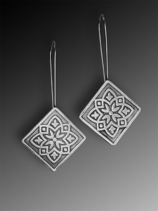 Sterling Silver Tile Earrings I