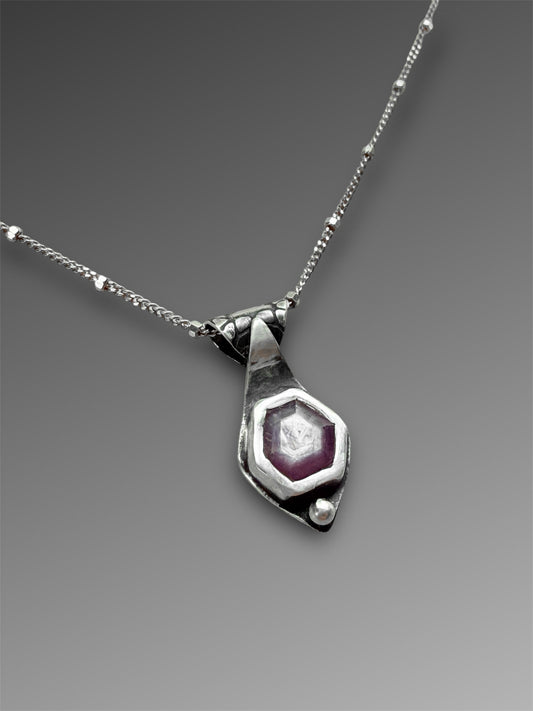 Dainty Hexagonal Ruby Slice Necklace