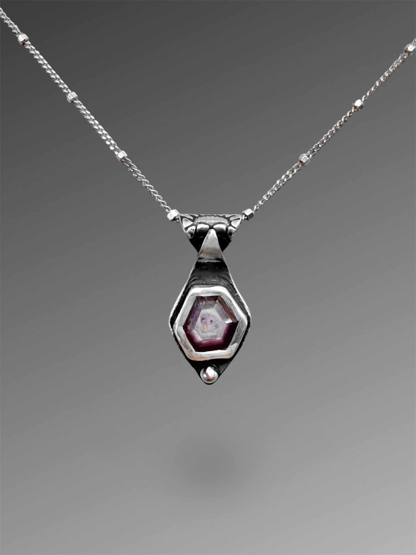 Dainty Hexagonal Ruby Slice Necklace