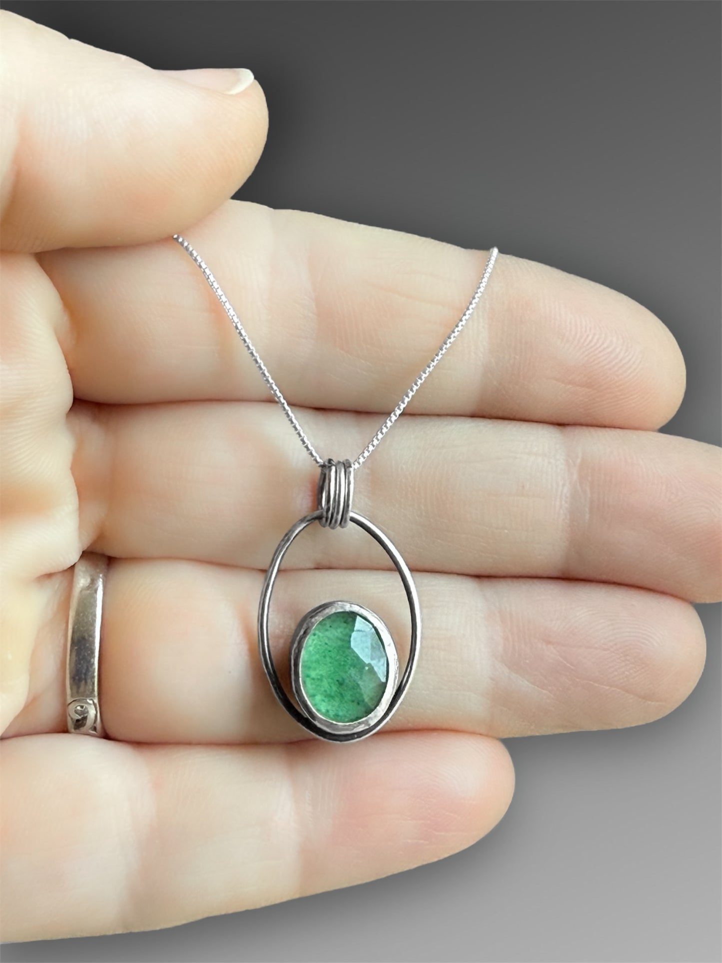 Green Tanzurine Oval Pendant