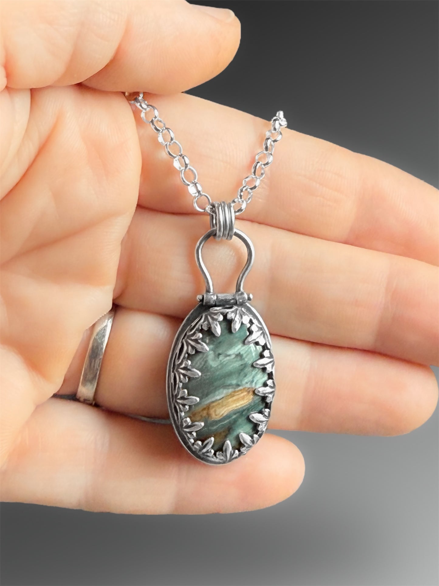 Gary Green Jasper Hinged Pendant