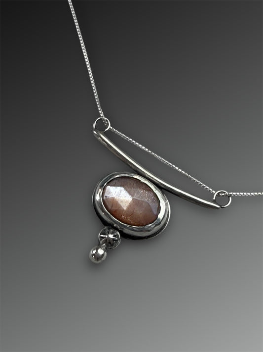 Chocolate Moonstone T Necklace