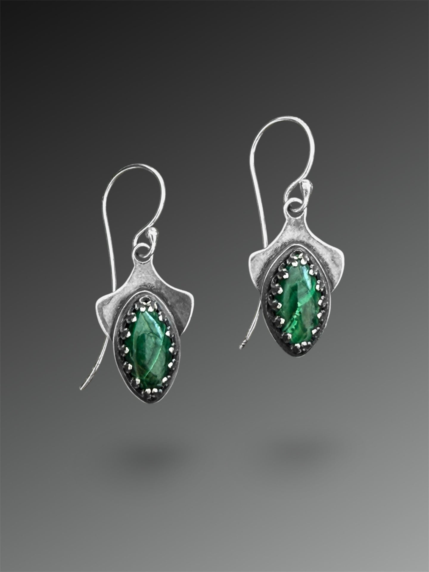 Malachite Art Deco Fan Earrings
