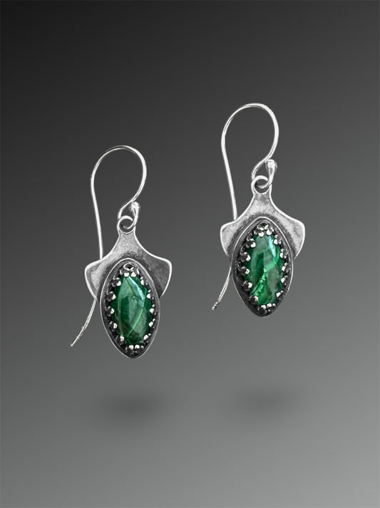 Malachite Art Deco Fan Earrings