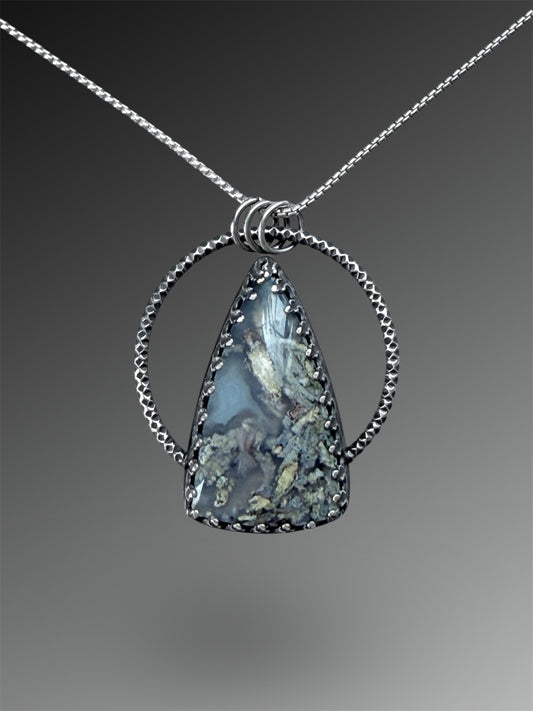 Moss Agate Triangular Necklace