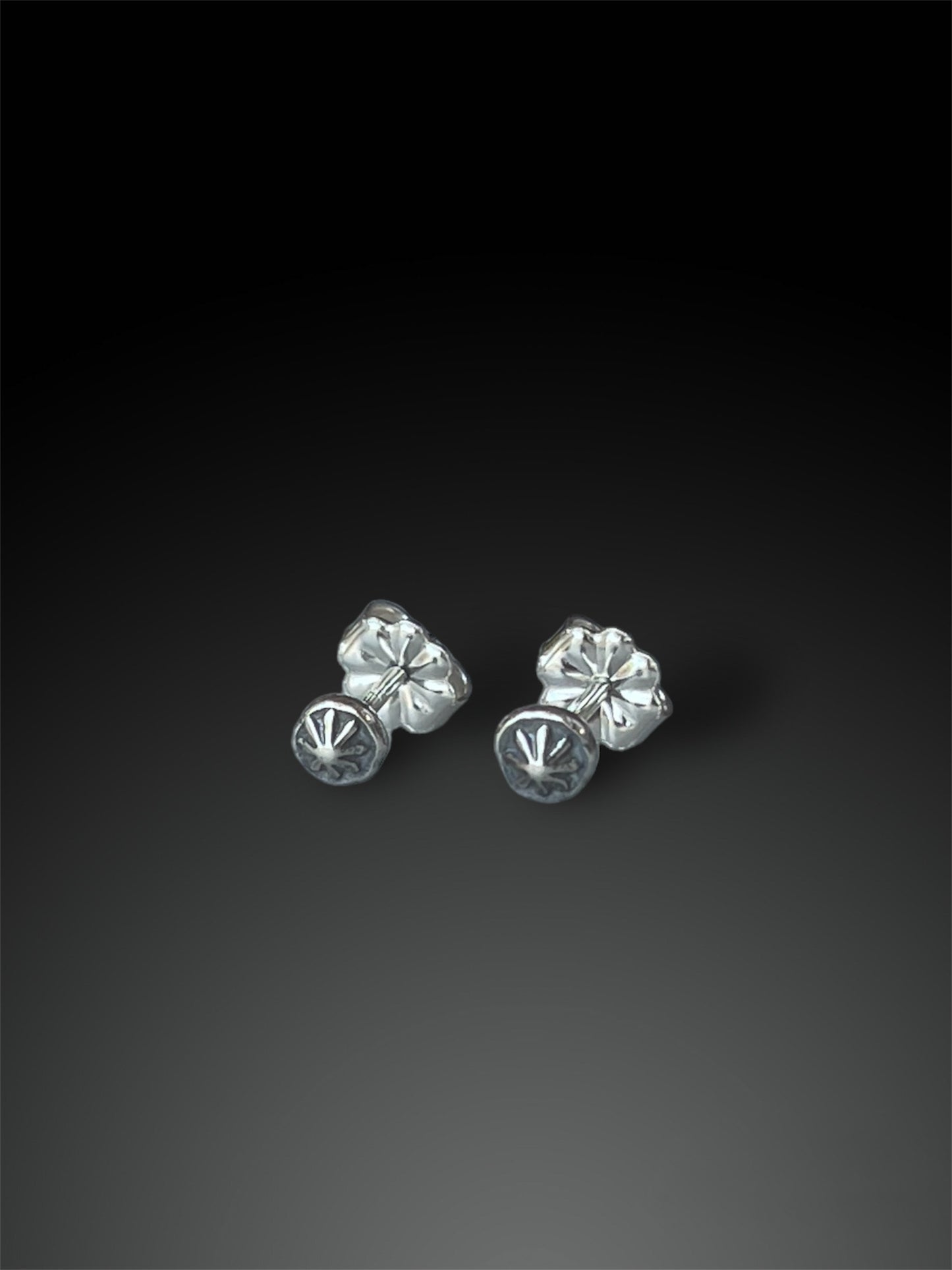 Tiny Silver Concho Stud Earrings