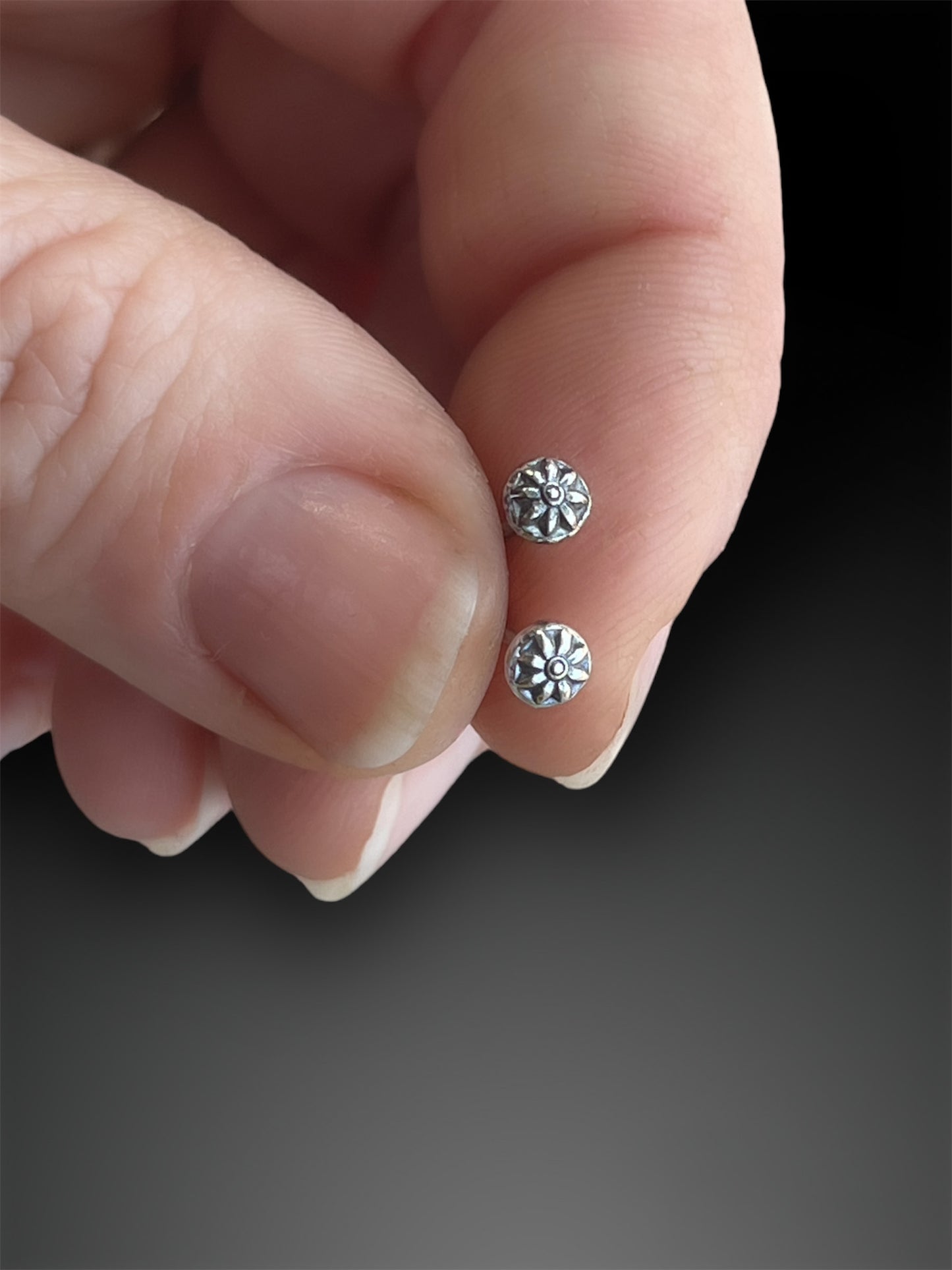Tiny Silver Sunflower Stud Earrings