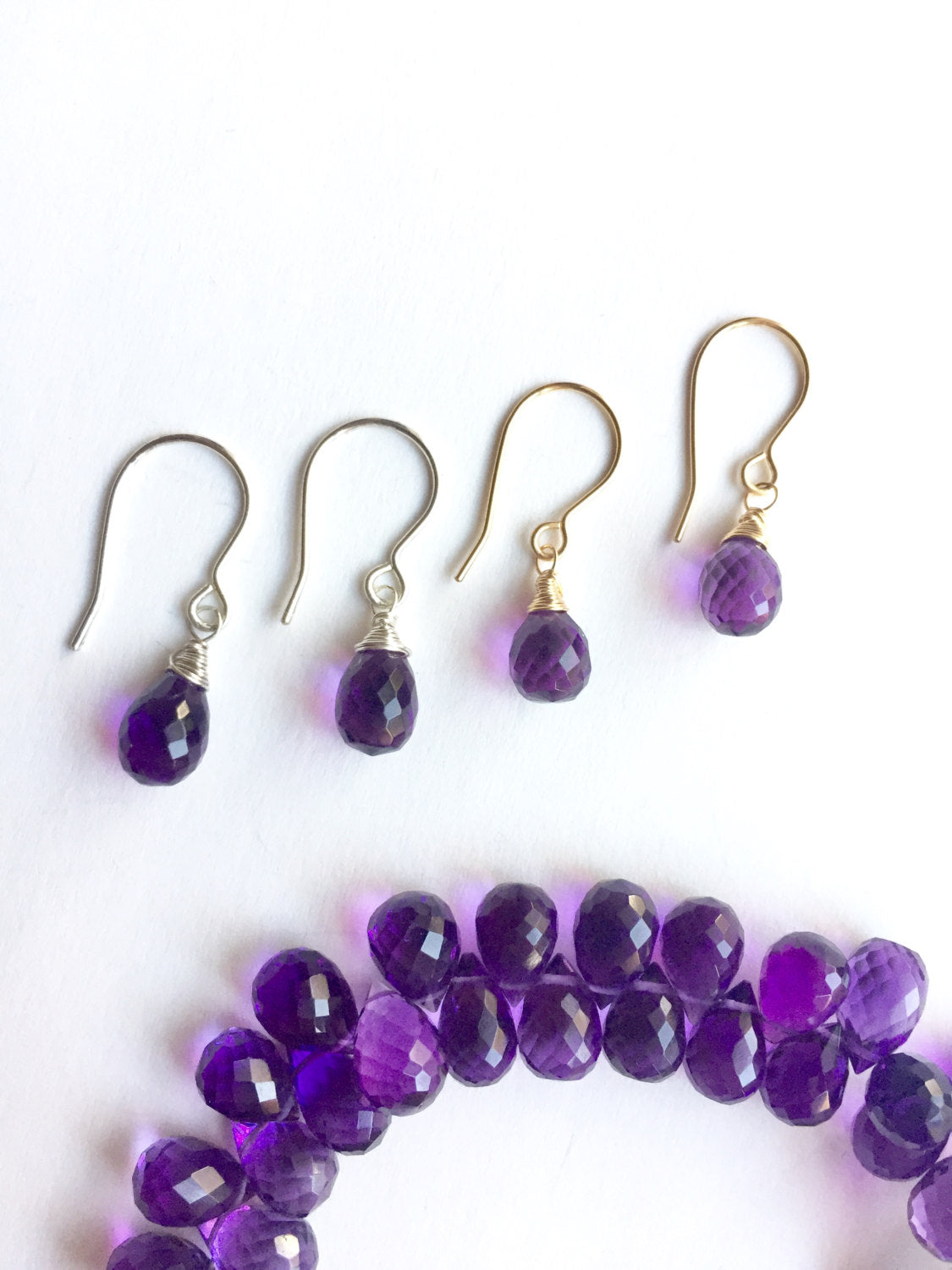 Dark Purple Amethyst Drop Earrings