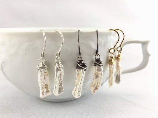 Freshwater Stick Pearl Drop Earrings
